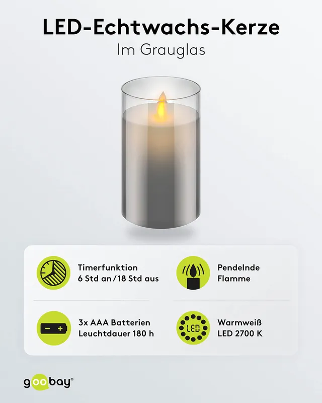 goobay-power-led-echtwachskerze-glas-12-5-cm-grau-mit-timer image 1