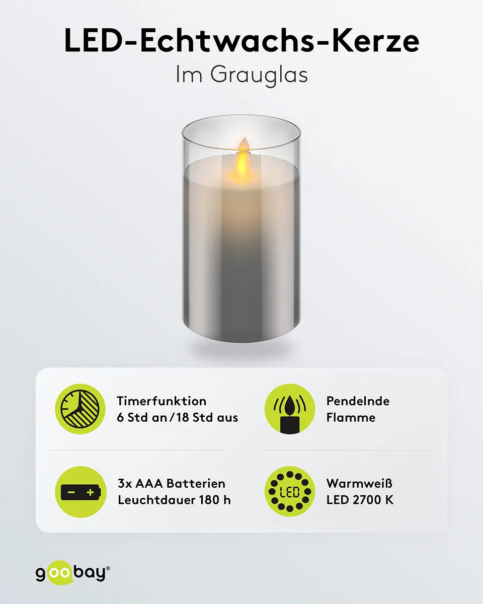 goobay-power-led-echtwachskerze-glas-12-5-cm-grau-mit-timer image 1