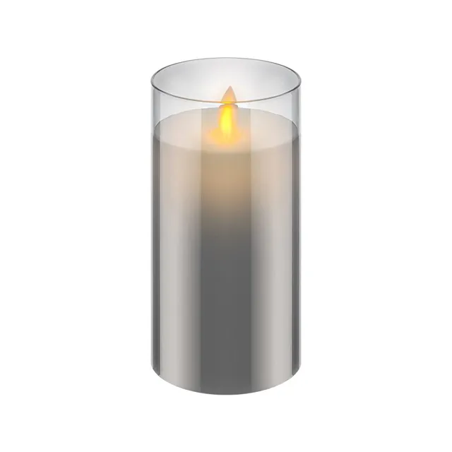 goobay-power-led-echtwachskerze-glas-15-cm-grau-mit-timer image 1
