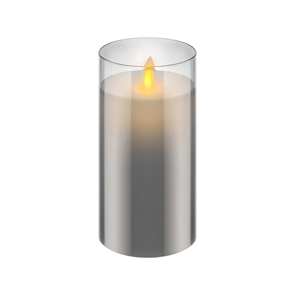 goobay-power-led-echtwachskerze-glas-15-cm-grau-mit-timer image 1