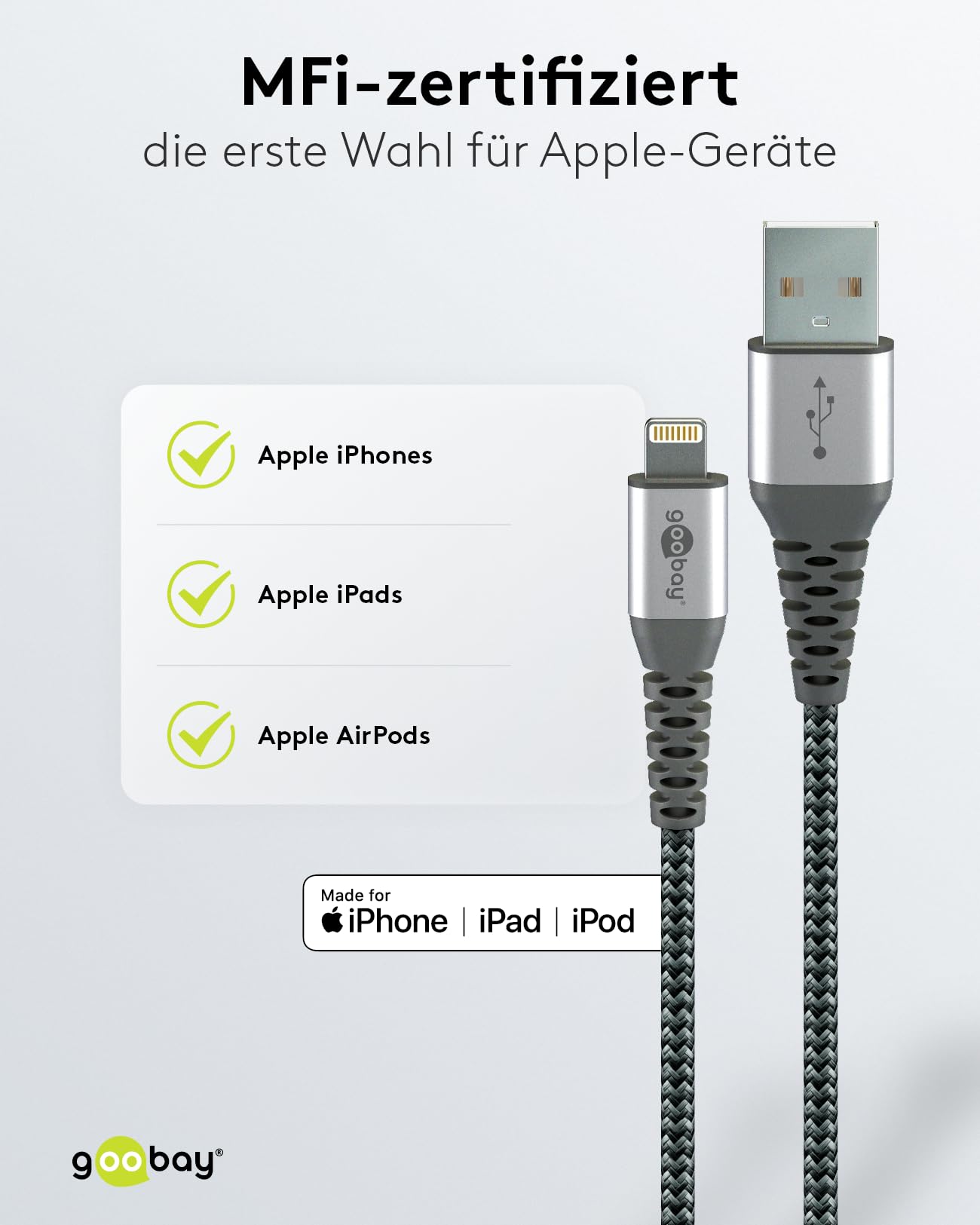 goobay-mobility-49269-lightning-kabel-usb-a-2m-grau-textil image 5
