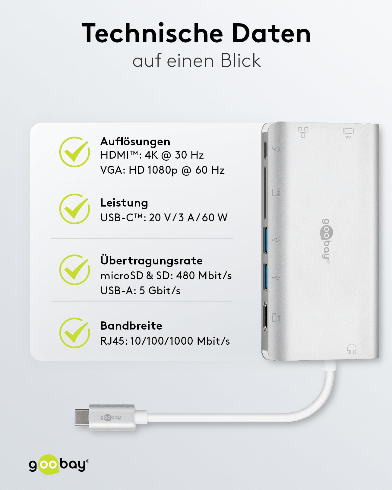 goobay-49850-notebook-pc-usb-c-hub-9-ports-4k-aluminium-silber image 5
