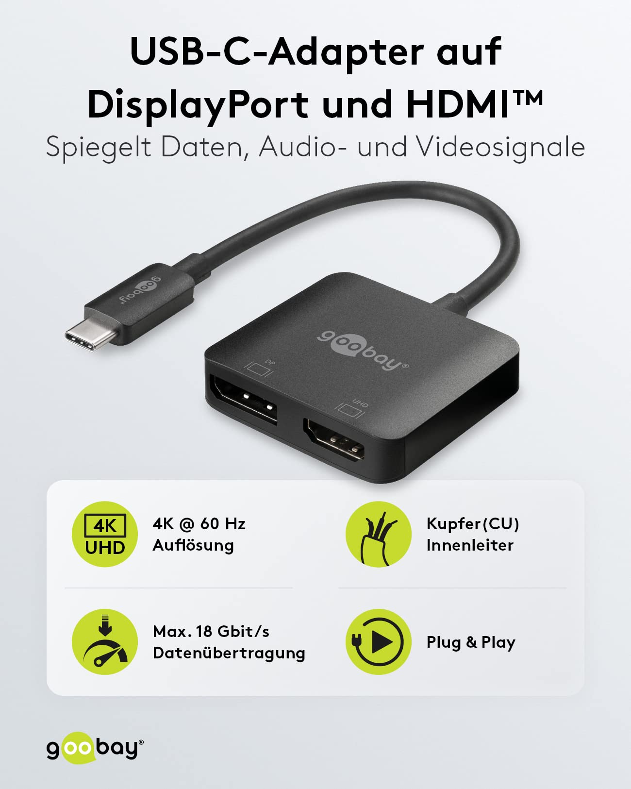 goobay-60172-usb-c-multiport-adapter-hdmi-dp-4k-60hz image 2