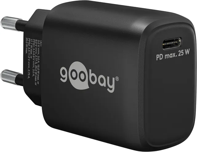 goobay-65367-usb-c-pd-schnellladeger-t-nano-25w-schwarz image 1