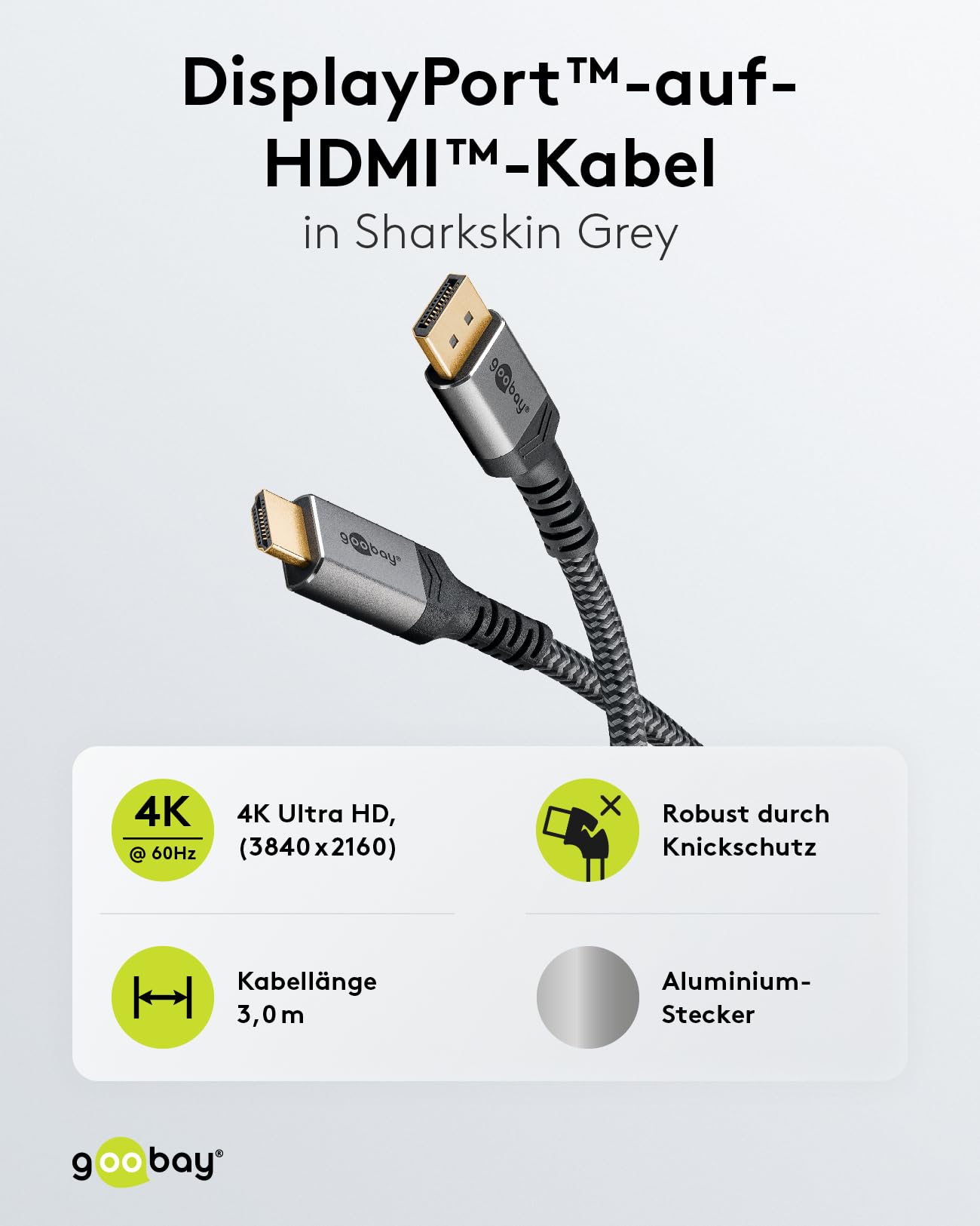 goobay-65270-displayport-hdmi-kabel-4k-60hz-textil-3m-grau image 2
