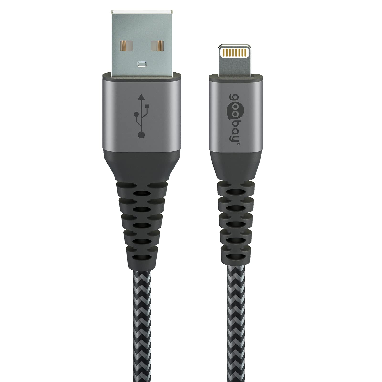 goobay-mobility-49269-lightning-kabel-usb-a-2m-grau-textil image 1