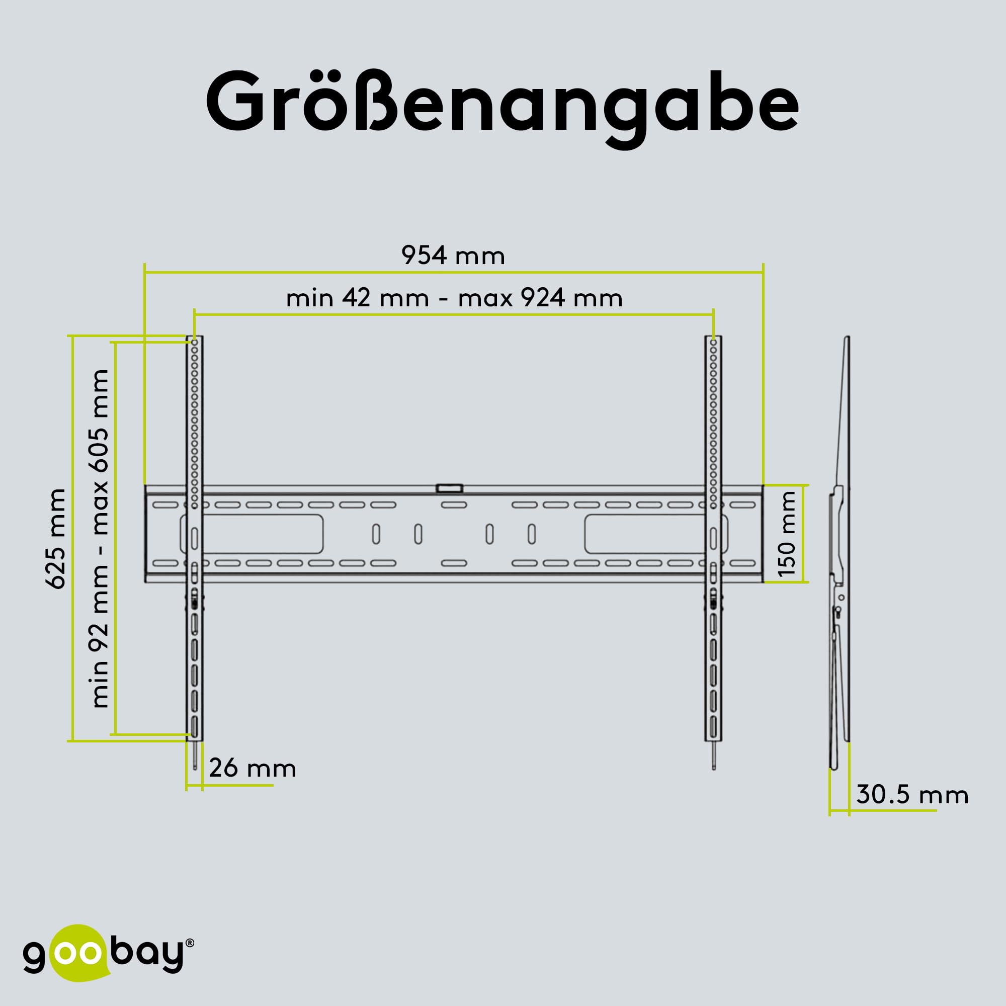 goobay-pro-fixed-xl-tv-wandhalterung-43-100-zoll-starr-75-kg image 4
