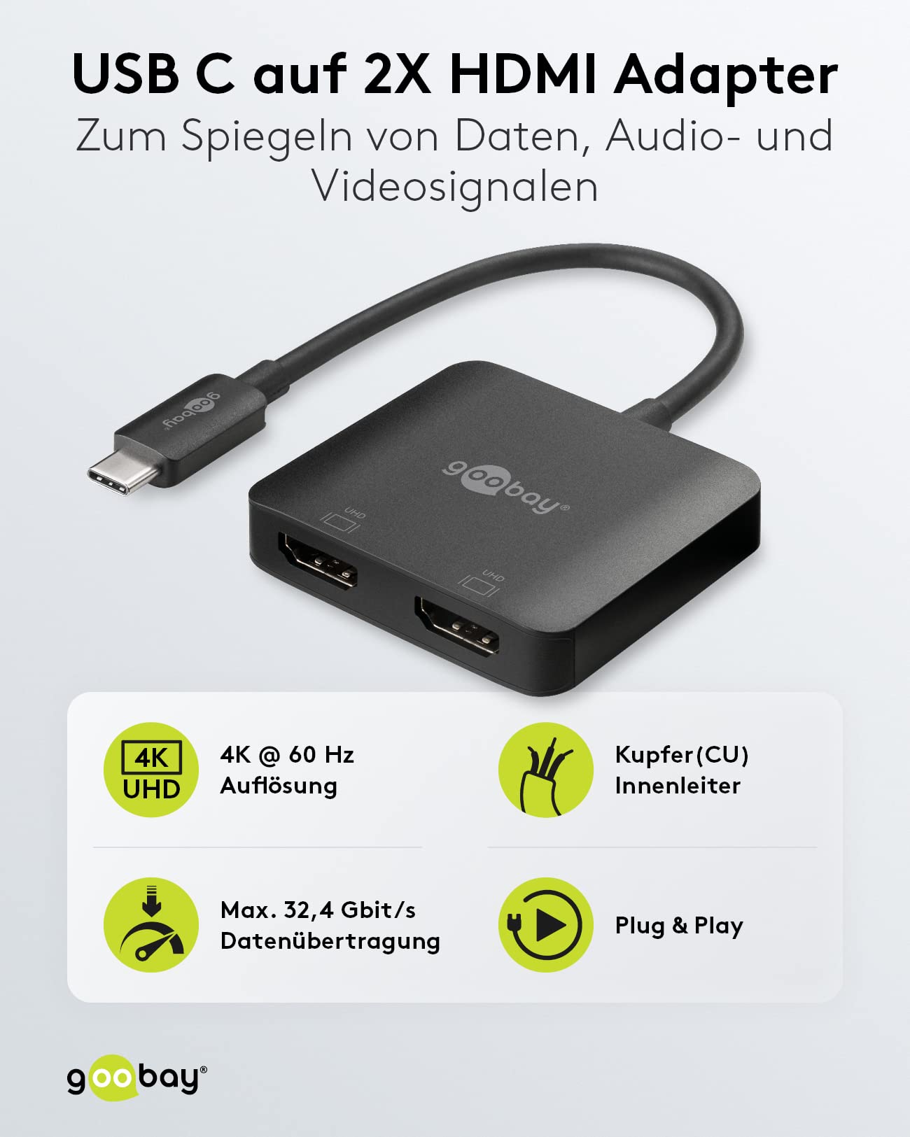 goobay-60173-usb-c-auf-hdmi-adapter-2-port-4k-60hz image 2