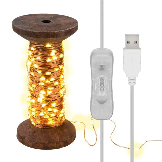 goobay-led-lichterkette-garnspule-echtholz-15m-warmwei image 1