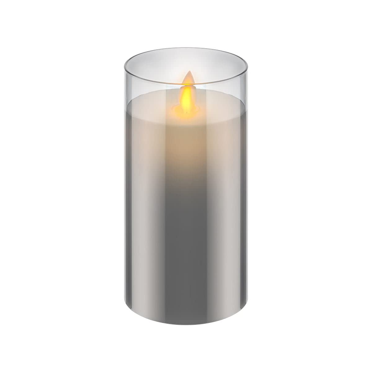 goobay-power-led-echtwachskerze-glas-15-cm-grau-mit-timer image 1
