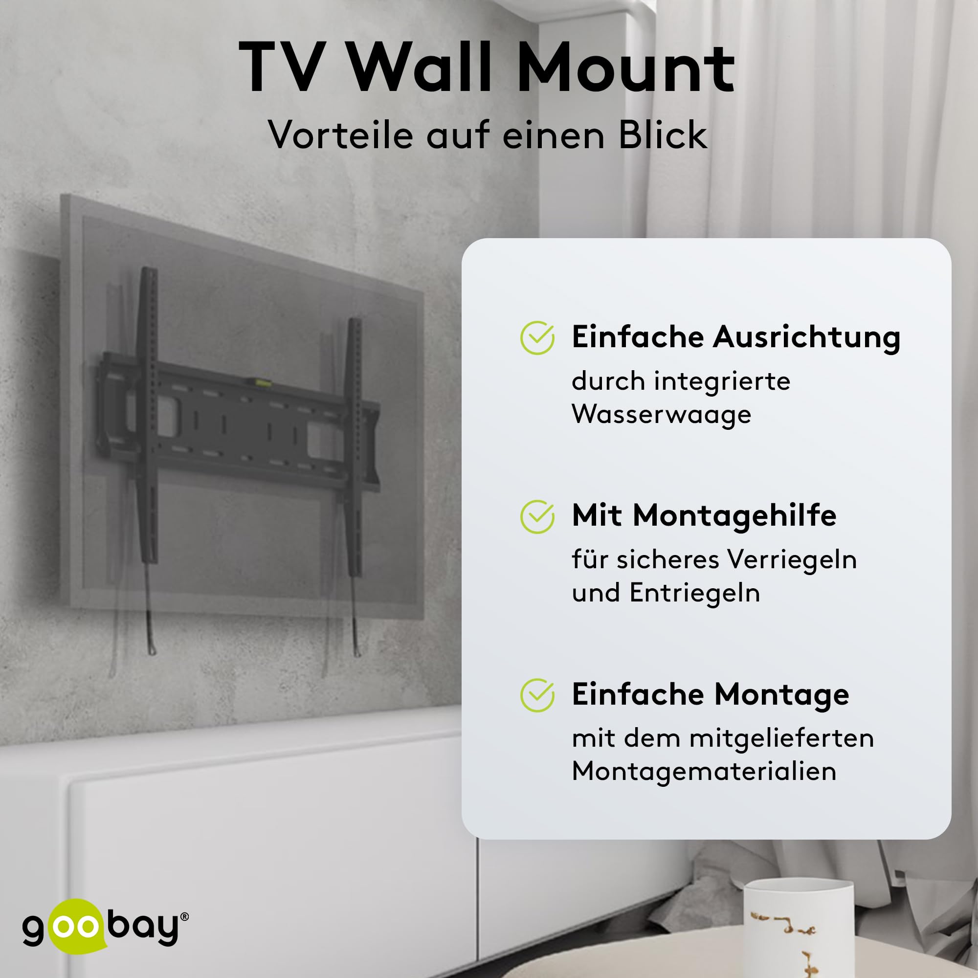 goobay-pro-fixed-xl-tv-wandhalterung-43-100-zoll-starr-75-kg image 6