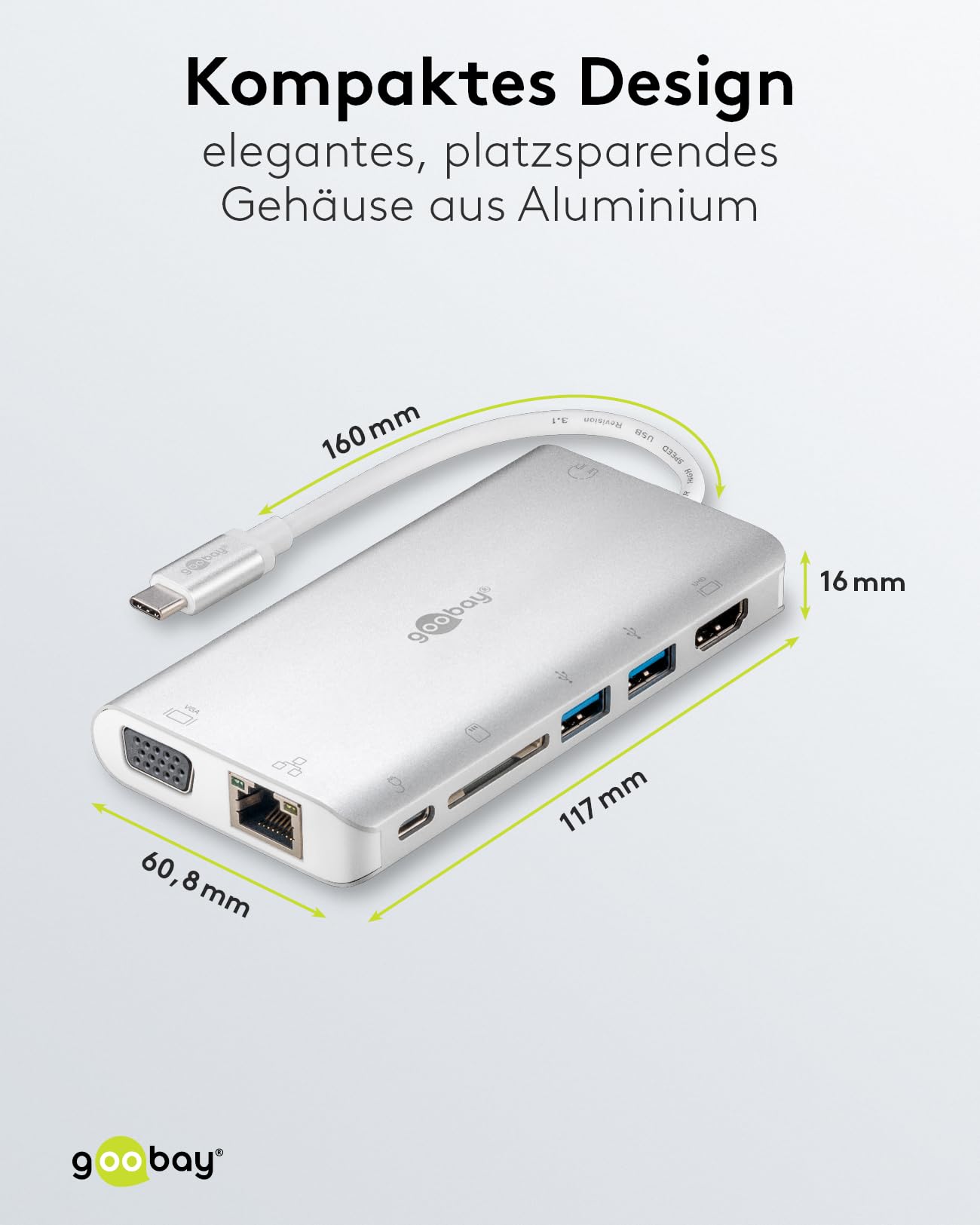 goobay-49850-notebook-pc-usb-c-hub-9-ports-4k-aluminium-silber image 3