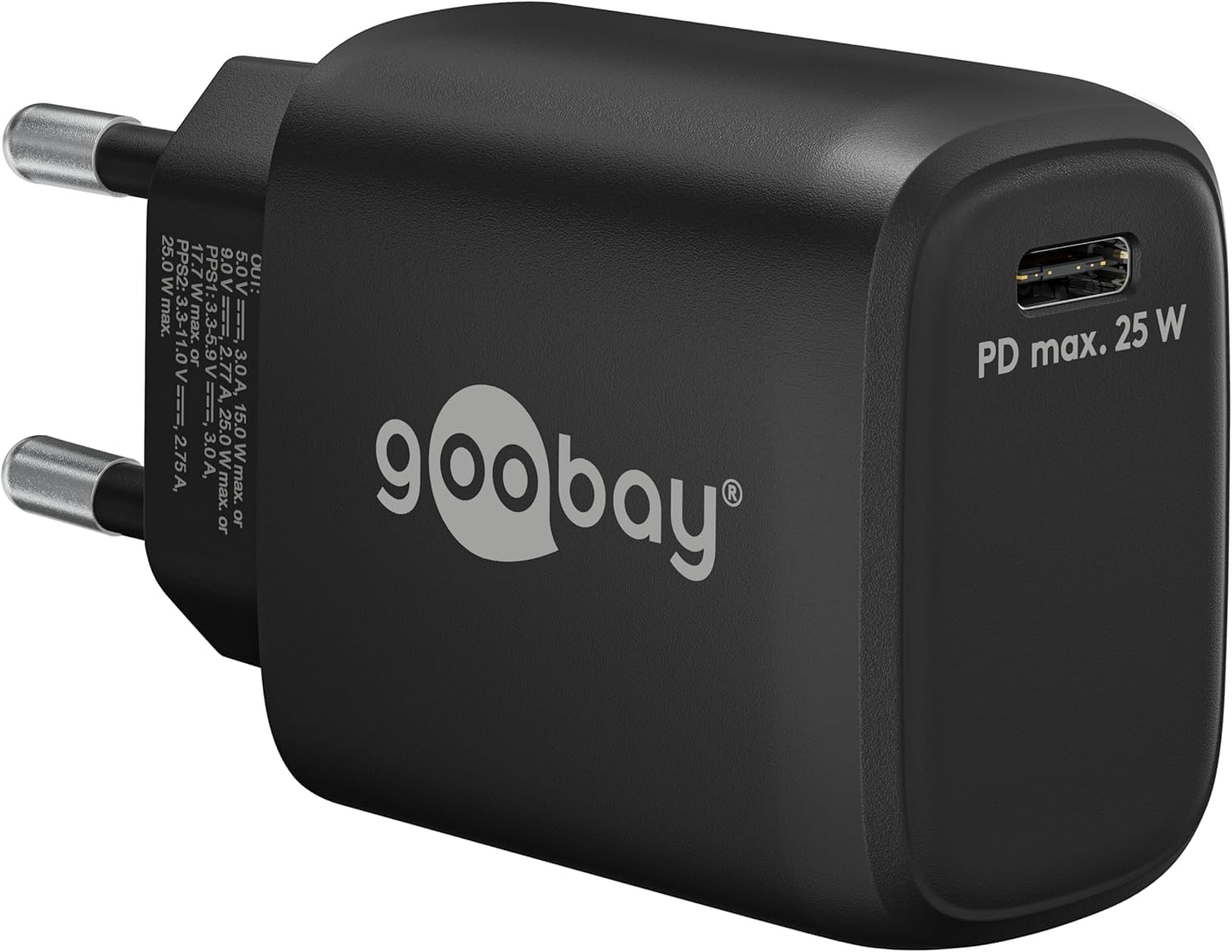 goobay-65367-usb-c-pd-schnellladeger-t-nano-25w-schwarz image 1