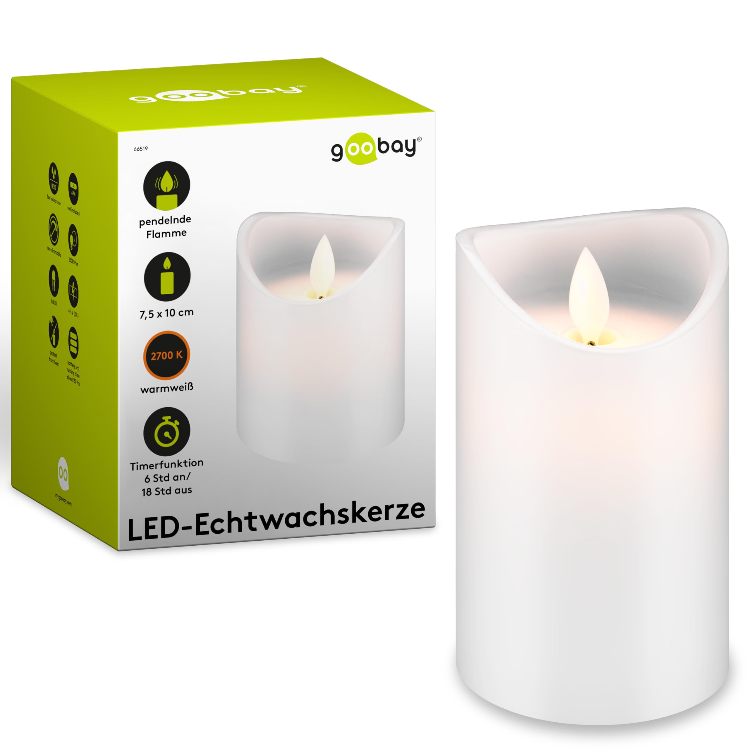 goobay-led-kerze-timer-10-cm-wei-echtwachs-warm image 1