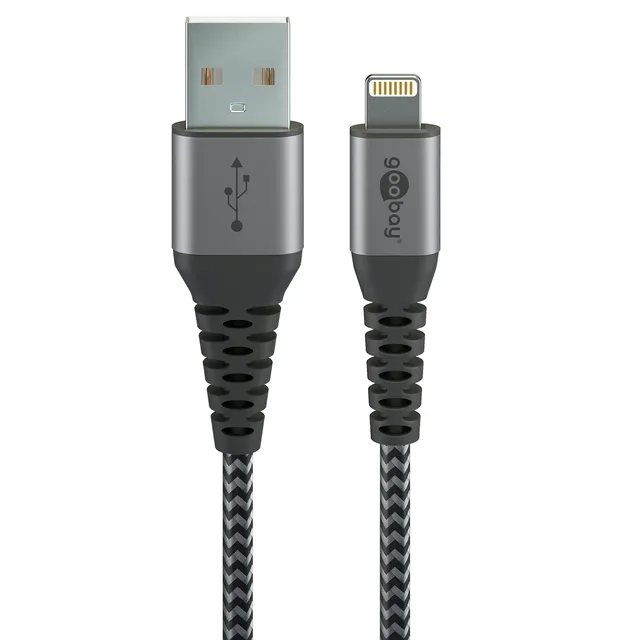 goobay-mobility-49269-lightning-kabel-usb-a-2m-grau-textil image 1