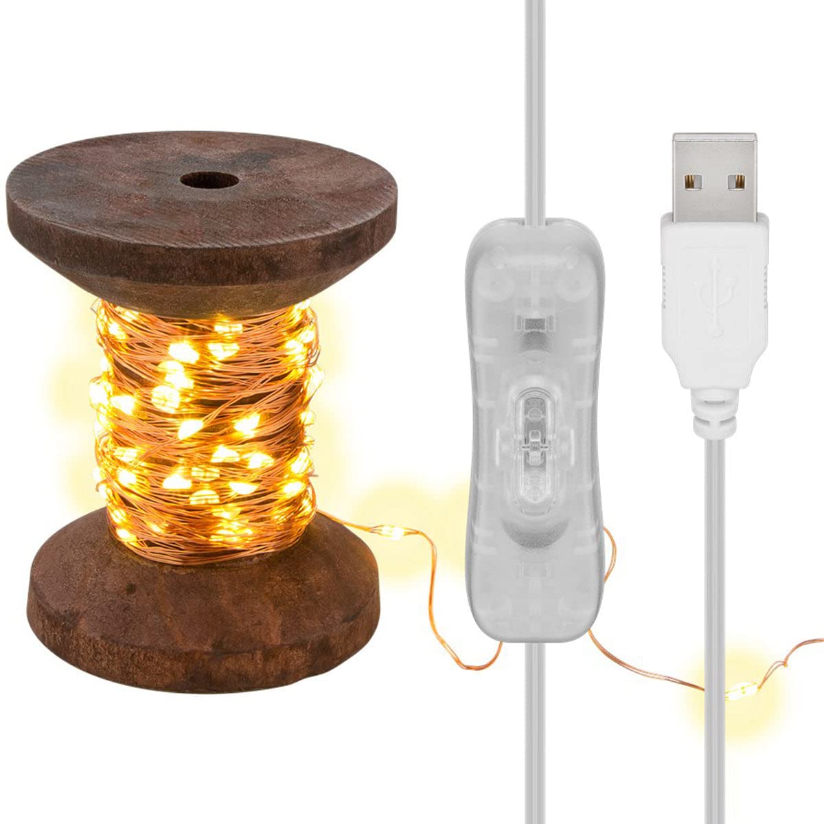 goobay-power-led-lichterkette-garnspule-10m-warmwei-holz image 1