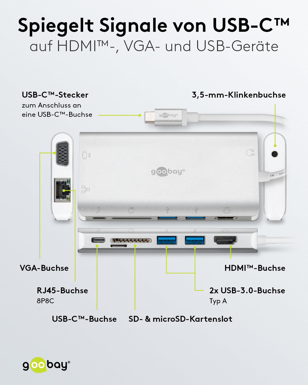 goobay-49850-notebook-pc-usb-c-hub-9-ports-4k-aluminium-silber image 4