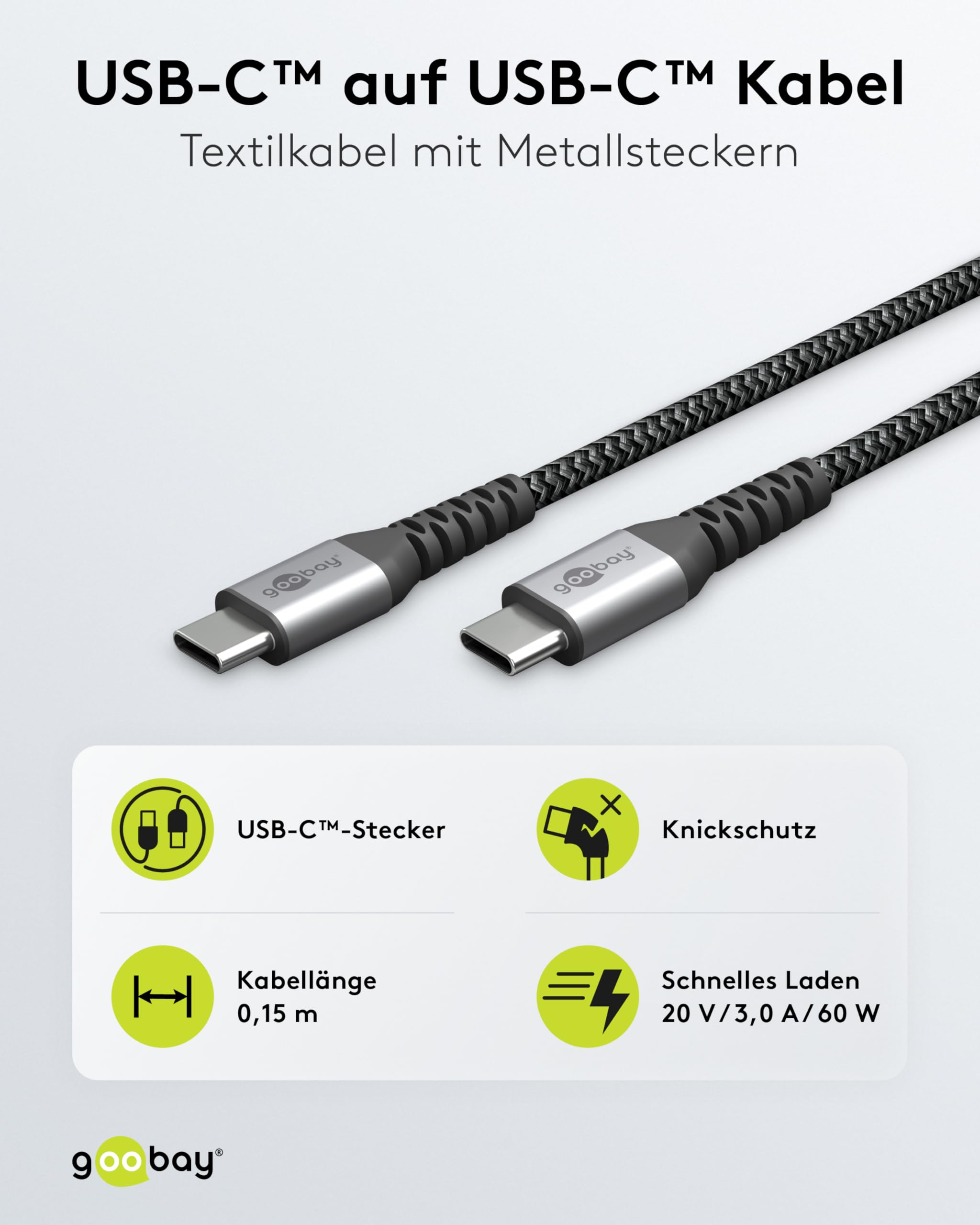 goobay-mobility-79559-usb-c-textilkabel-0-15m-60w-grau image 1