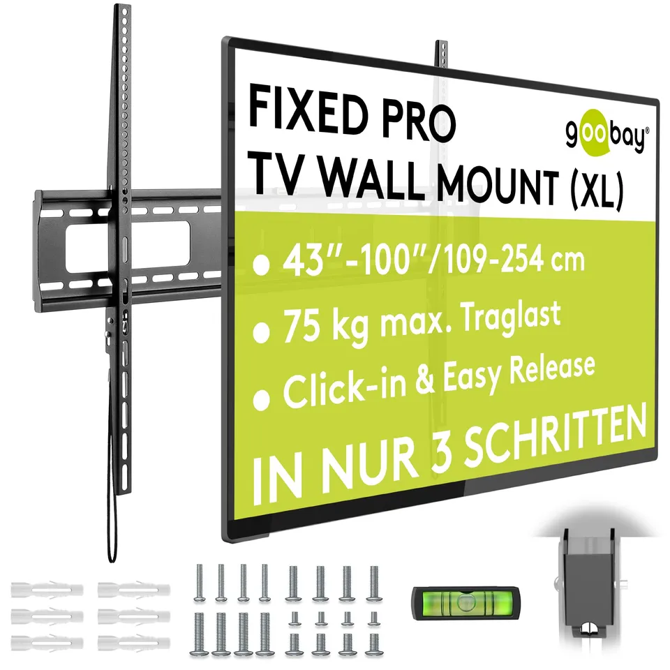 goobay-pro-fixed-xl-tv-wandhalterung-43-100-zoll-starr-75-kg image 1