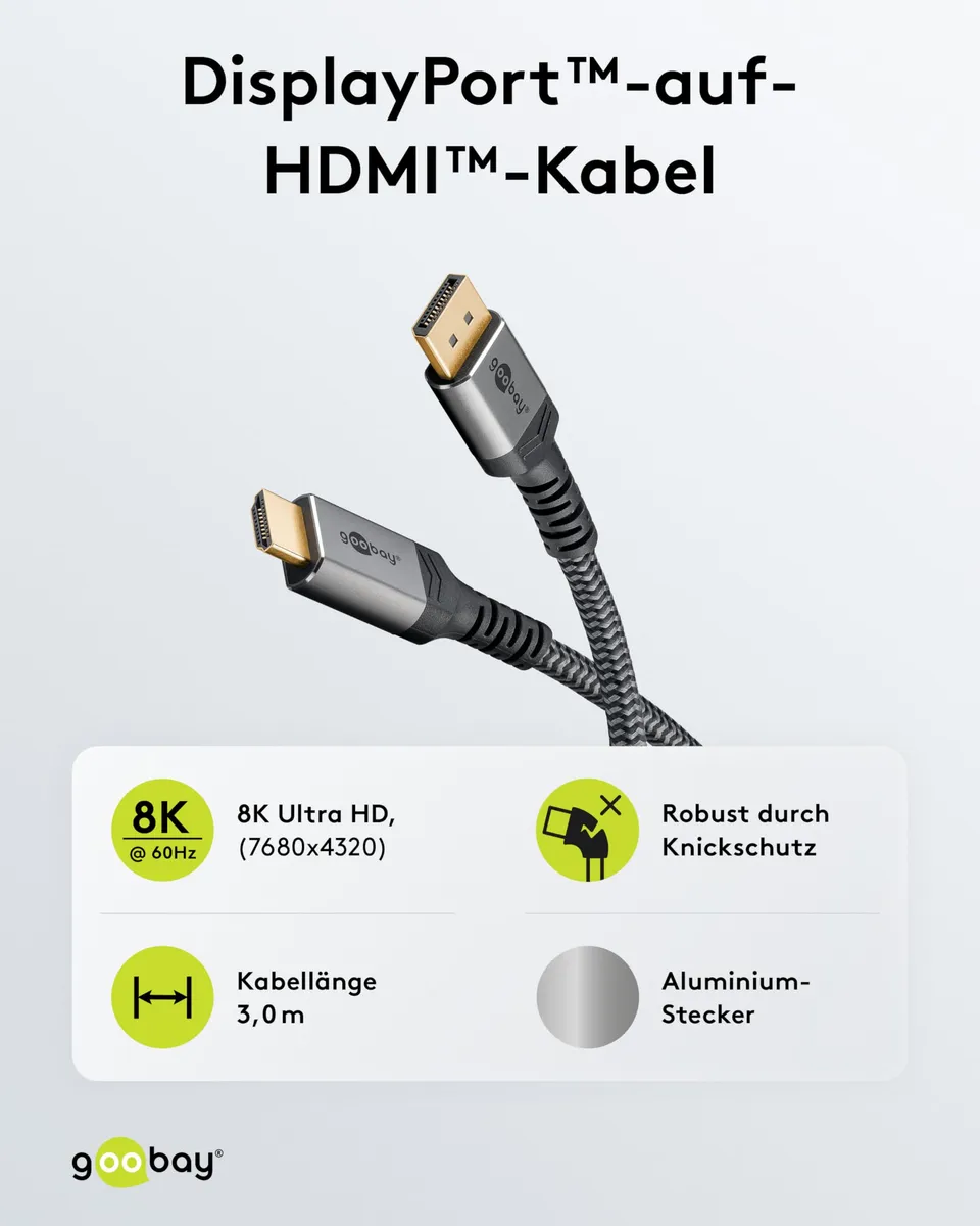 goobay-plus-78966-displayport-hdmi-kabel-3m-8k-textil image 1