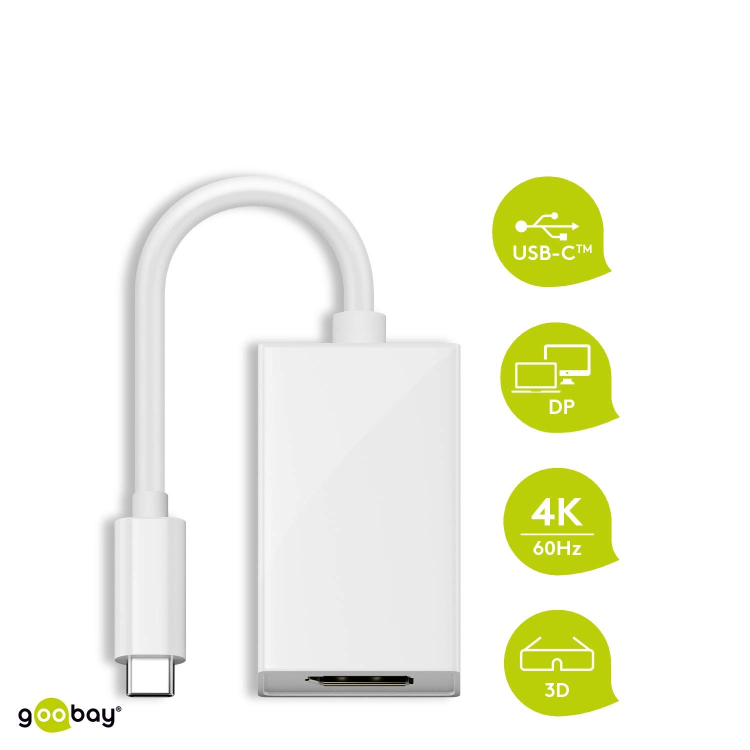 goobay-66257-usb-c-auf-displayport-adapter-0-2m-wei image 2