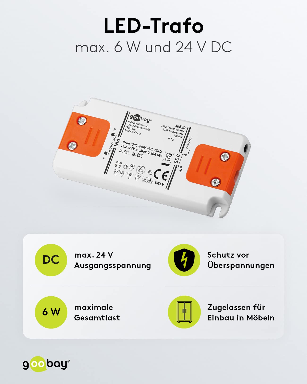 goobay-power-led-trafo-24v-6w-30530-netzteil-nicht-dimmbar image 2